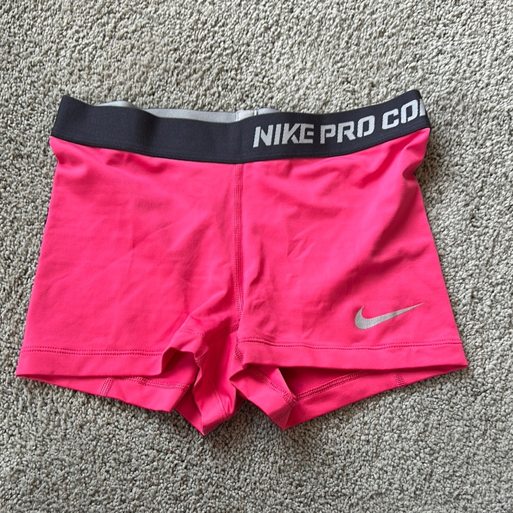 Nike Hot Pink Athletic Pro Shorts with Black Waistband